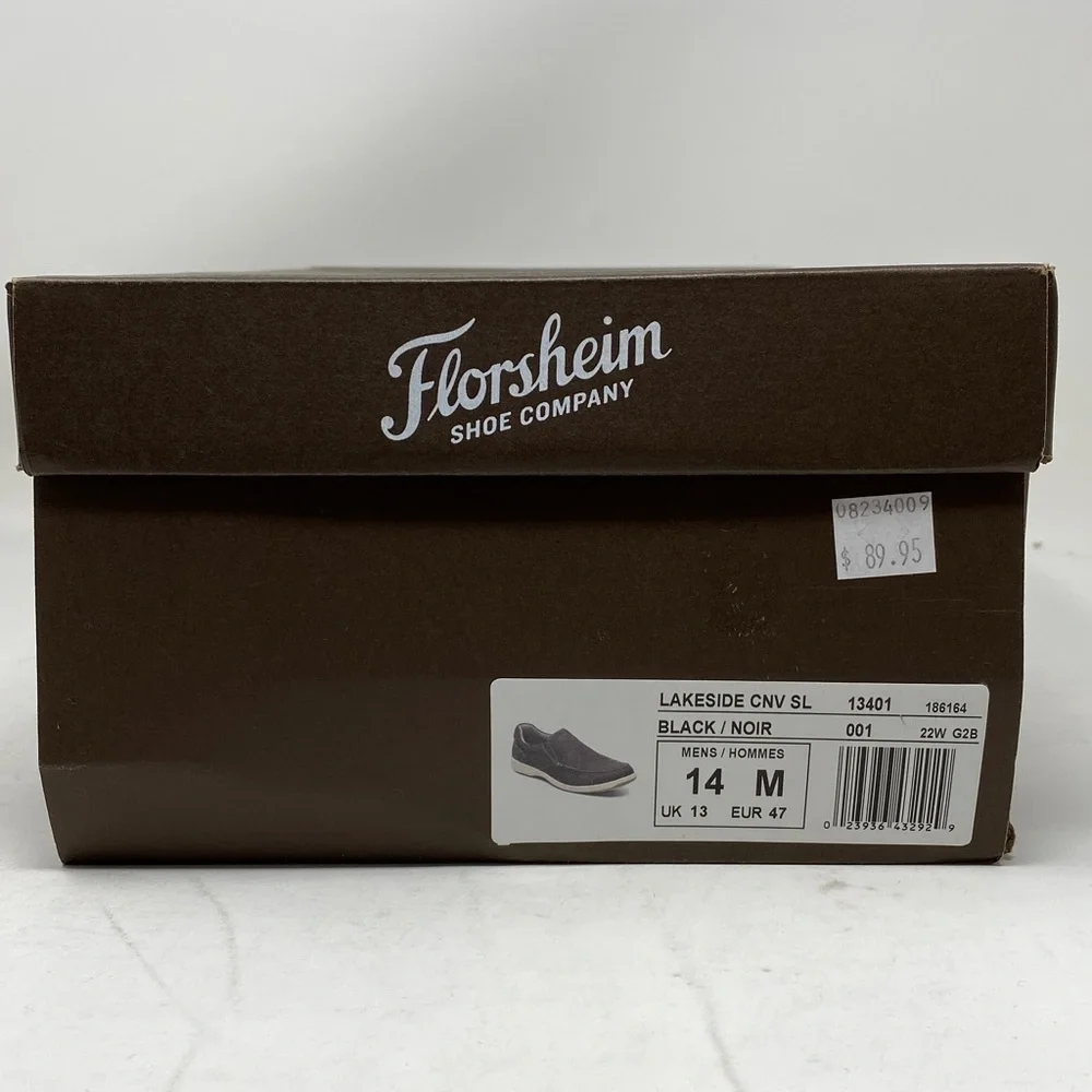 Florsheim Lakeside Canvas Moc Toe Slip-On Shoes Men’s 14 M Black